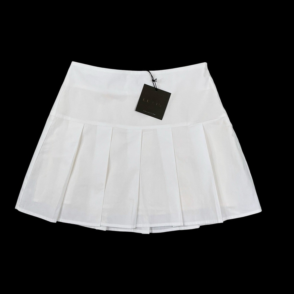 Le Lis Collection Skirt Women Small White Mini Poplin Pleated Cotton NWT